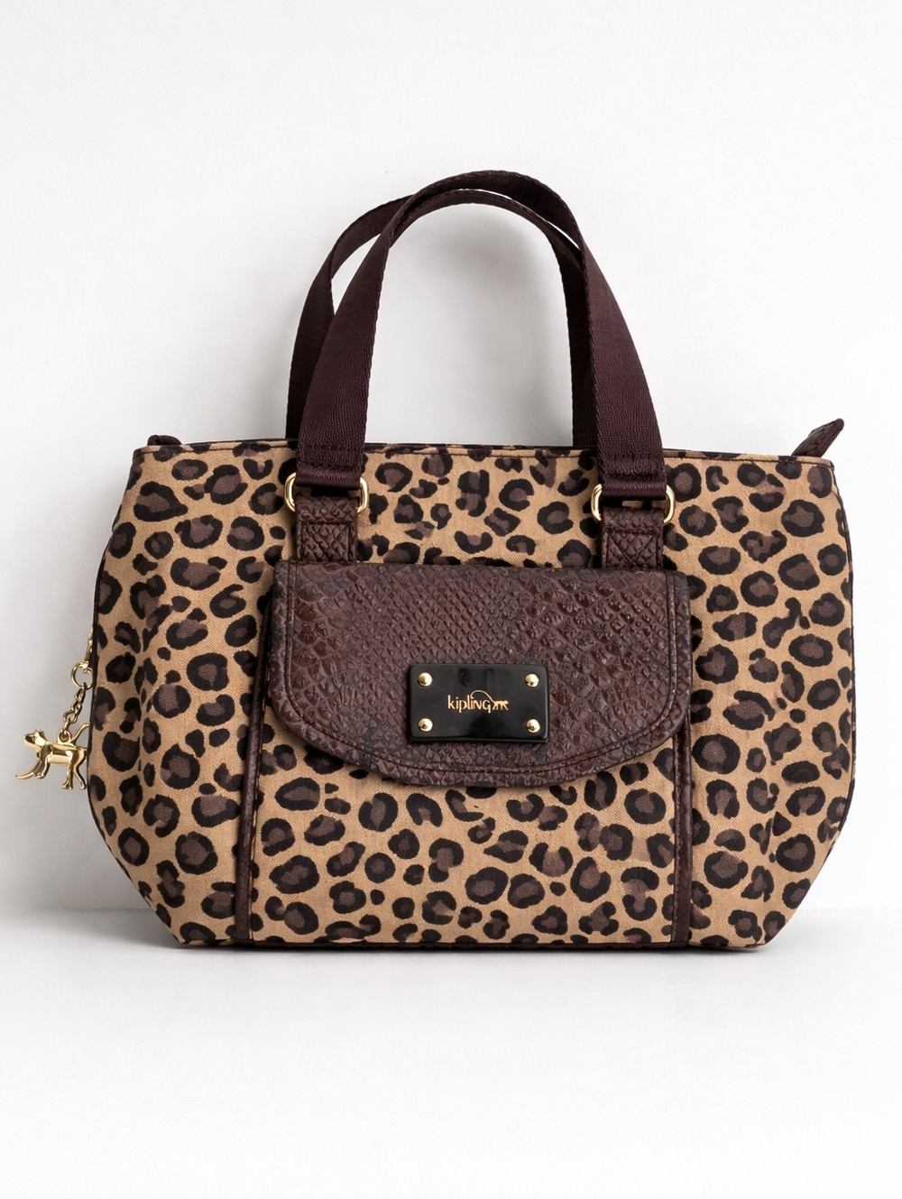 Kipling Leopard Mini Tote Crossbody Bag Monkey Charm